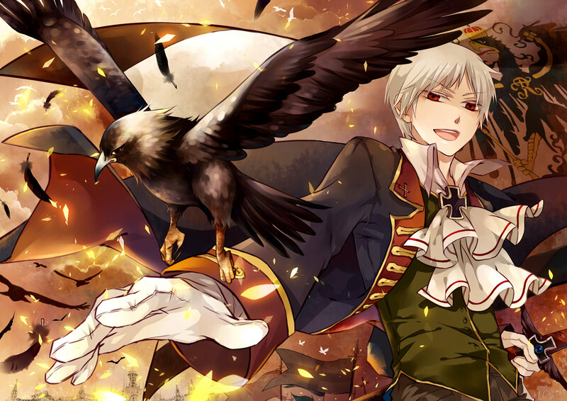 Anime Character with Bird — Brown, Dramatic