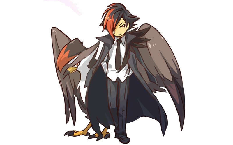 anime character with bird companion