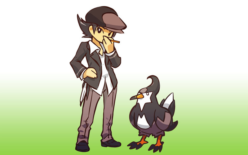 anime character with bird companion