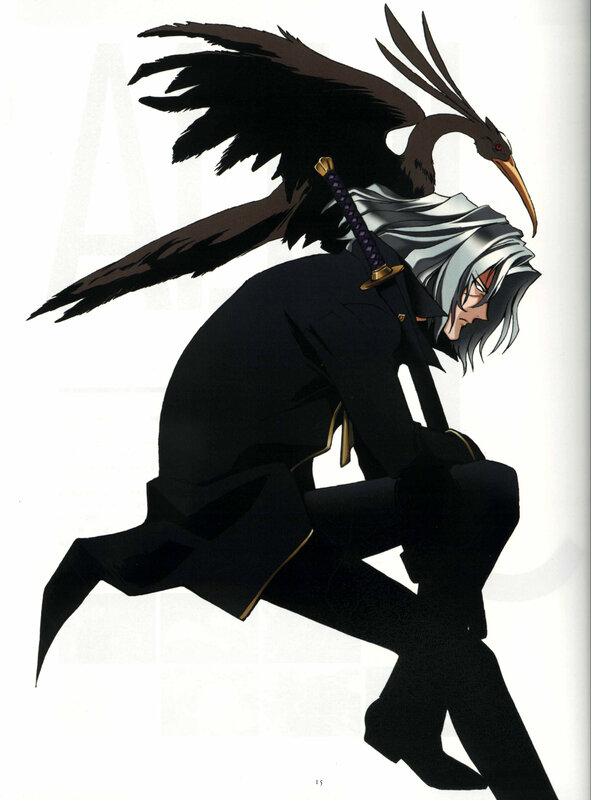 anime character with bird companion