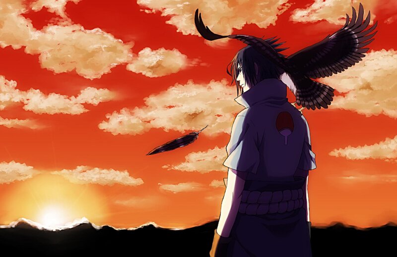 Anime Character with Bird — Red
