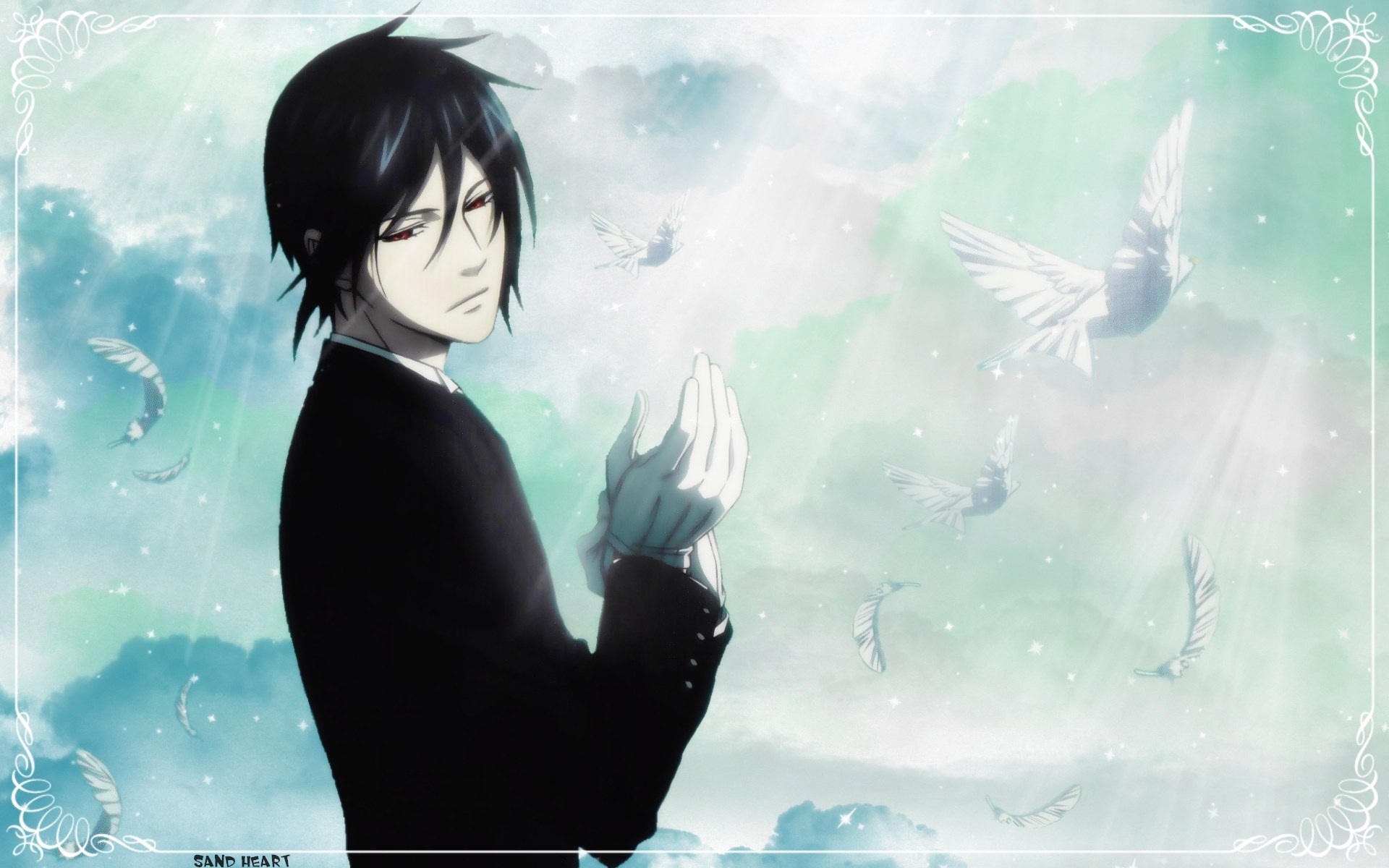 anime character with birds