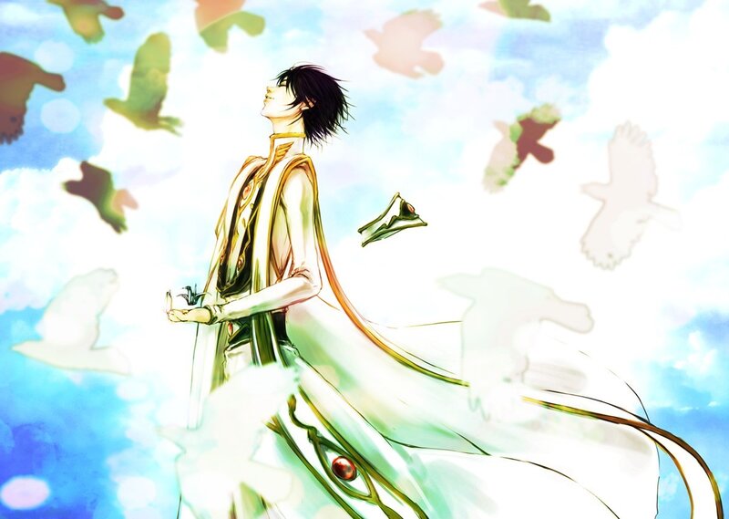 anime character with birds