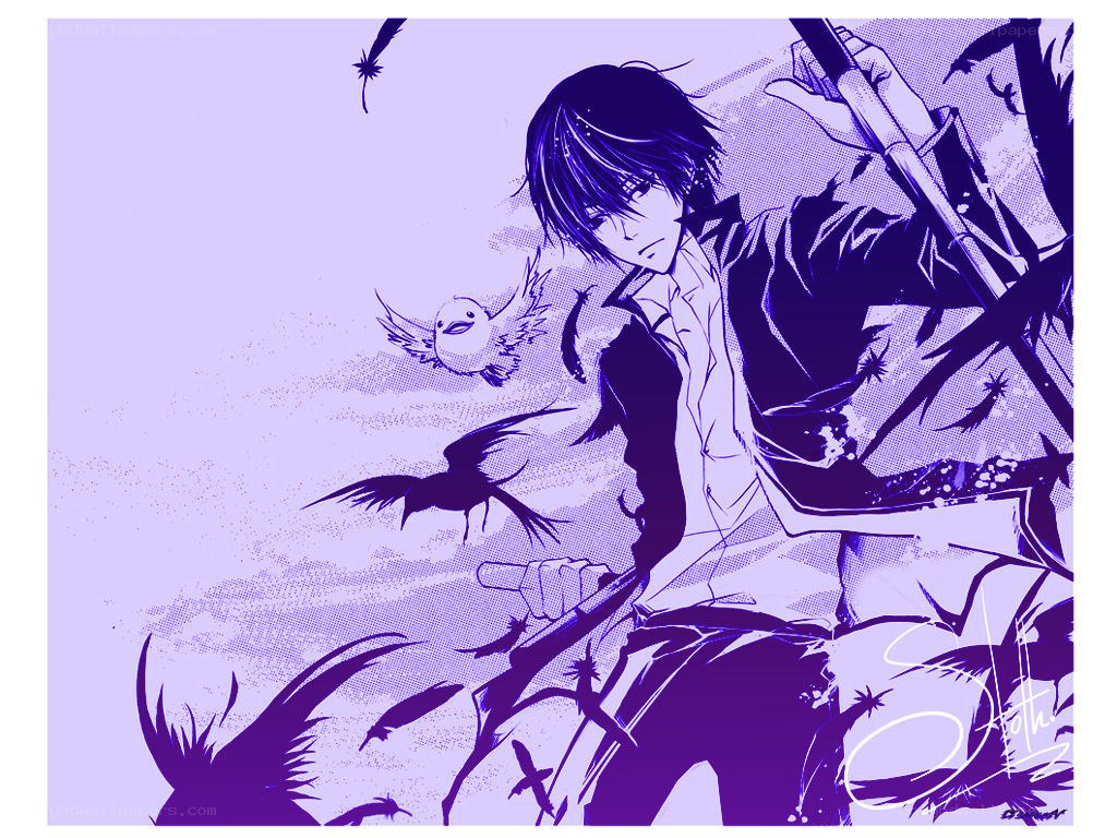 anime character with birds