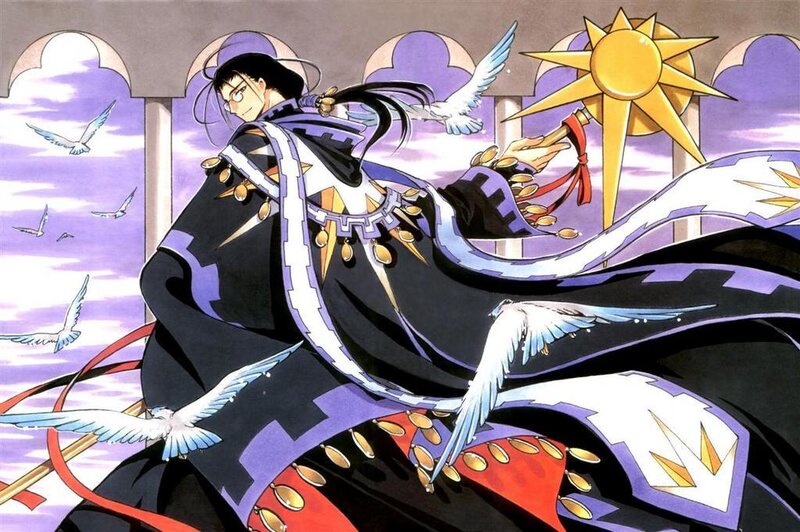 Anime character with birds and sun