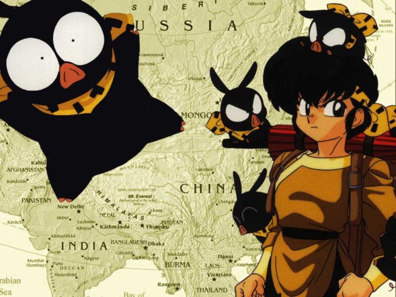 Anime Character with Birds — Brown
