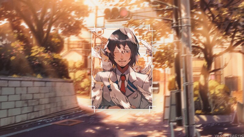 Anime Character with Birds — Orange