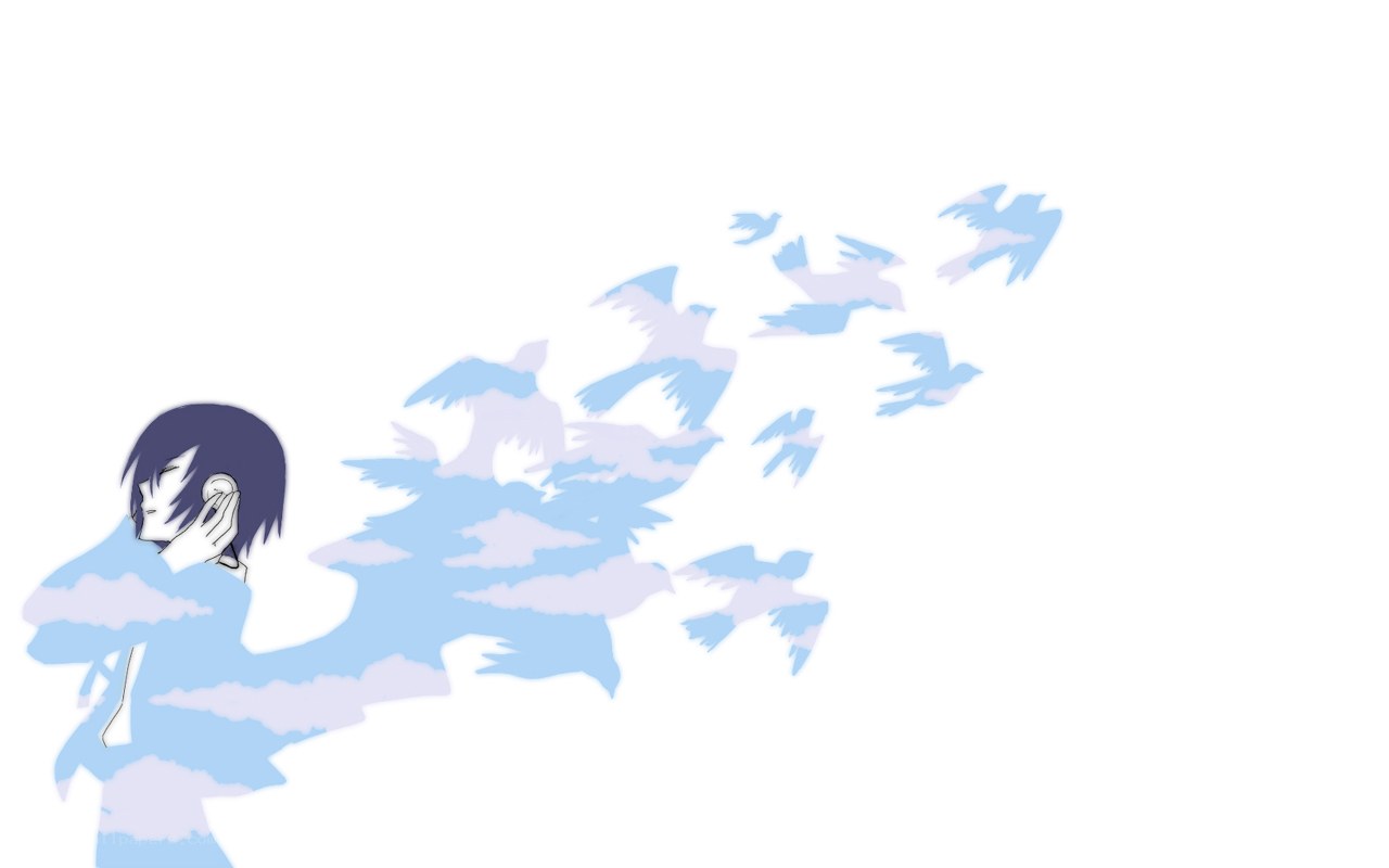 anime character with birds