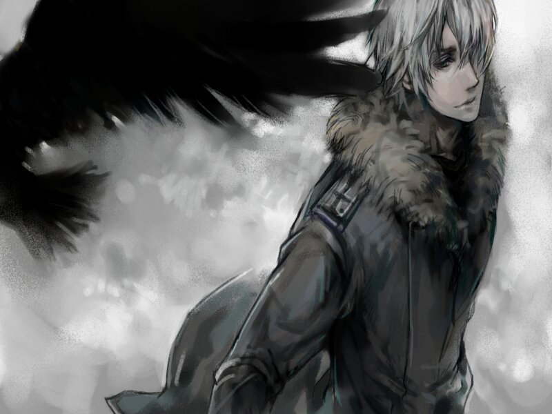 Anime Character with Black Bird