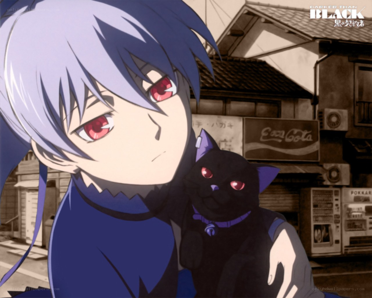 Anime character with black cat