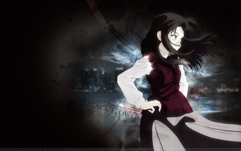 anime character with black flower