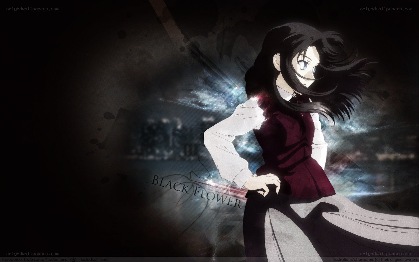 anime character with black flower