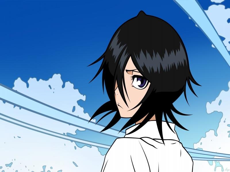 Anime Character with Black Hair — Blue, Calm
