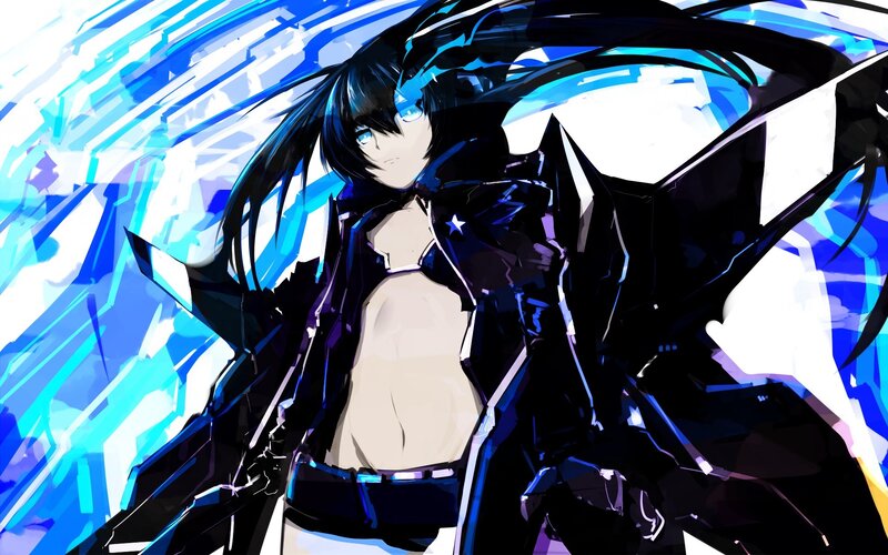 Anime Character with Black Hair — Blue, Dramatic, Digital Art, Blue Energy, Black Jacket