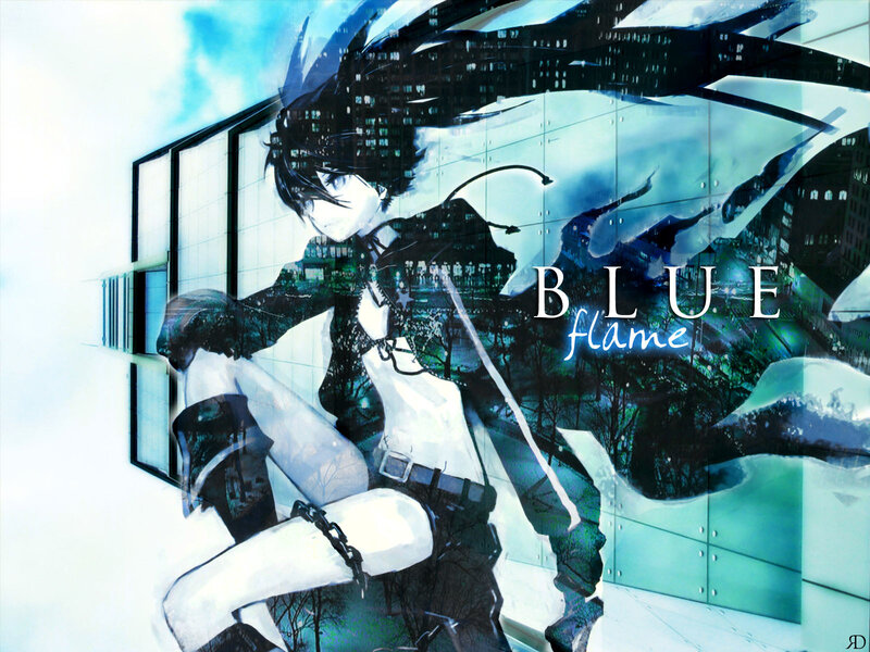 Anime Character with Black Hair — Blue, Dramatic, Digital Art