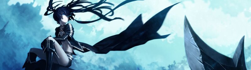 Anime Character with Black Hair — Blue, Dramatic, Long Black Hair