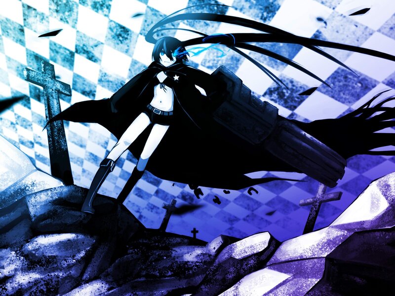 Anime Character with Black Hair — Blue, Dramatic, Night