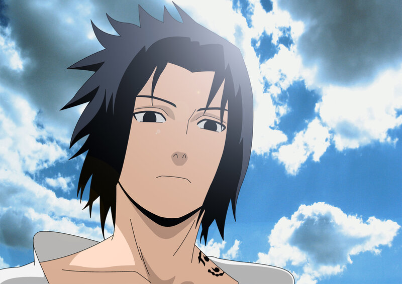 Anime Character with Black Hair — Blue, Dramatic