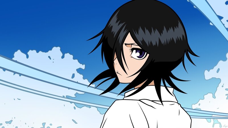 Anime Character with Black Hair — Blue, Dramatic, White Shirt