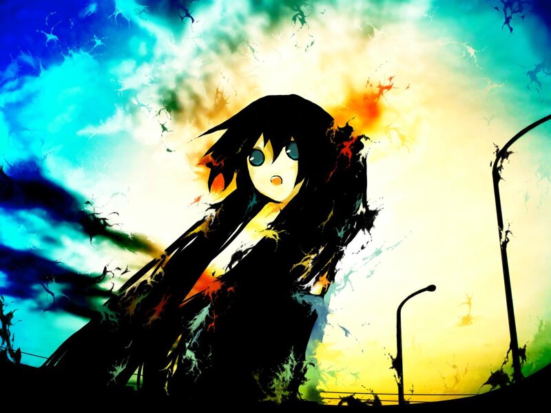 Anime Character with Black Hair — Blue