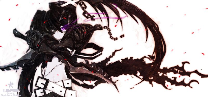 Anime Character with Black Hair — Dramatic, Digital Art, Sword, Chains