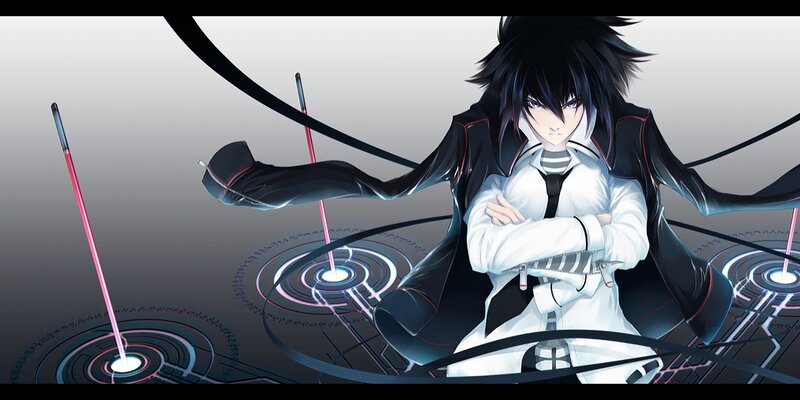 Anime Character with Black Hair — Dramatic, Digital Art, Swords