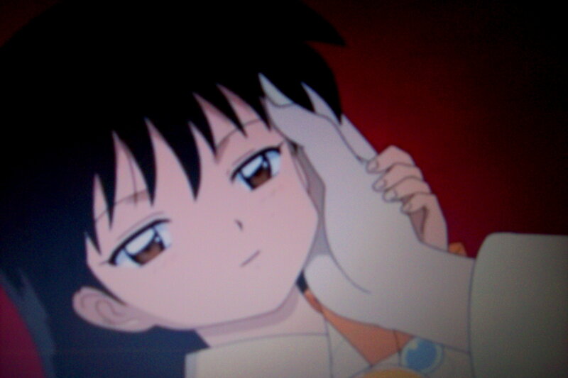 Anime Character with Black Hair — Dramatic, Hand on Face