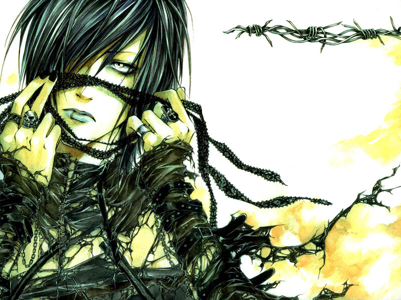 Anime Character with Black Hair — Dramatic, Manga, Barbed Wire