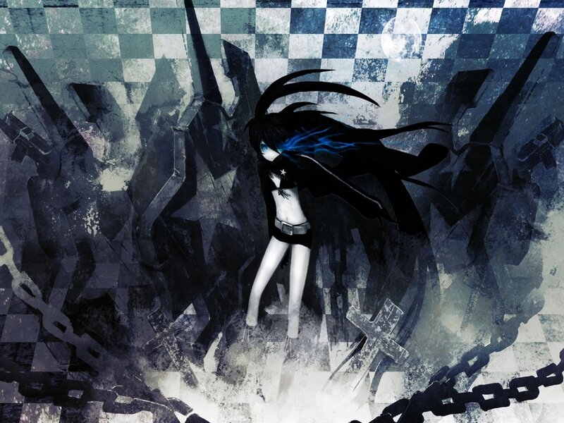 Anime Character with Black Hair — Dramatic, Night, Digital Art, Chains