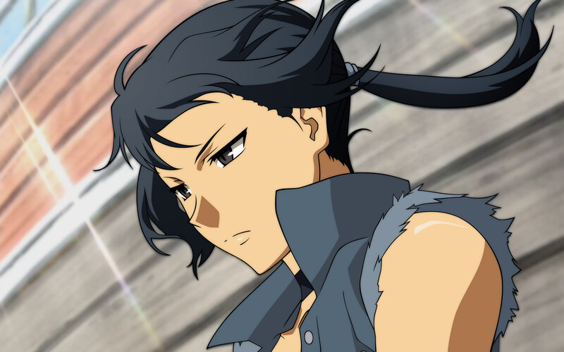 Anime Character with Black Hair — Gray, Determined