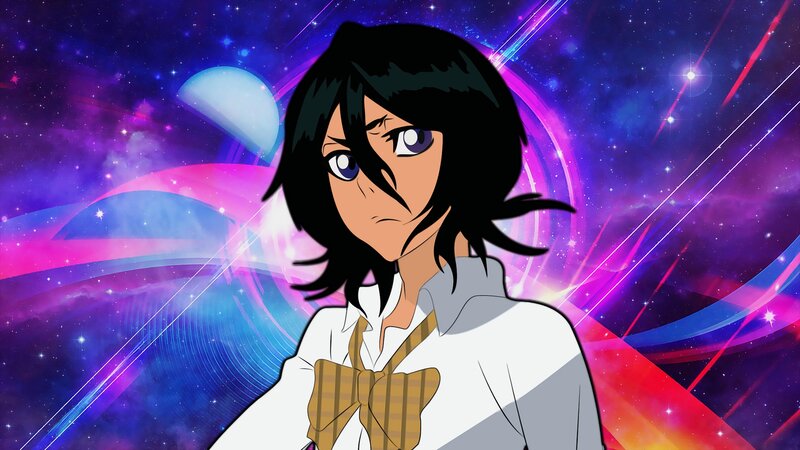 Anime Character with Black Hair — Purple, Dramatic, Galaxy