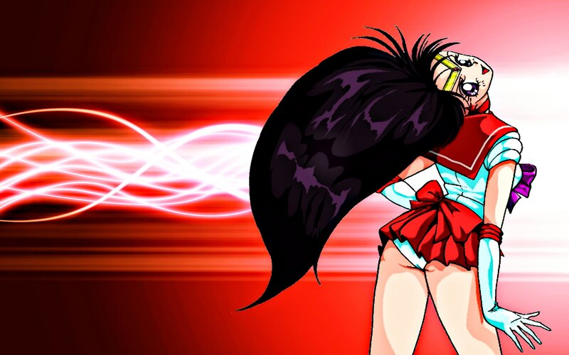 Anime Character with Black Hair — Red, Dramatic, Manga