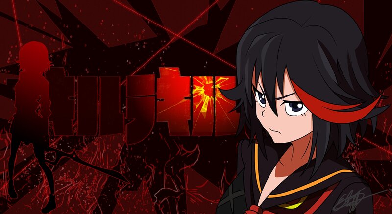 Anime Character with Black Hair — Red, Dramatic