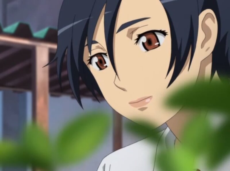Anime Character with Black Hair — White