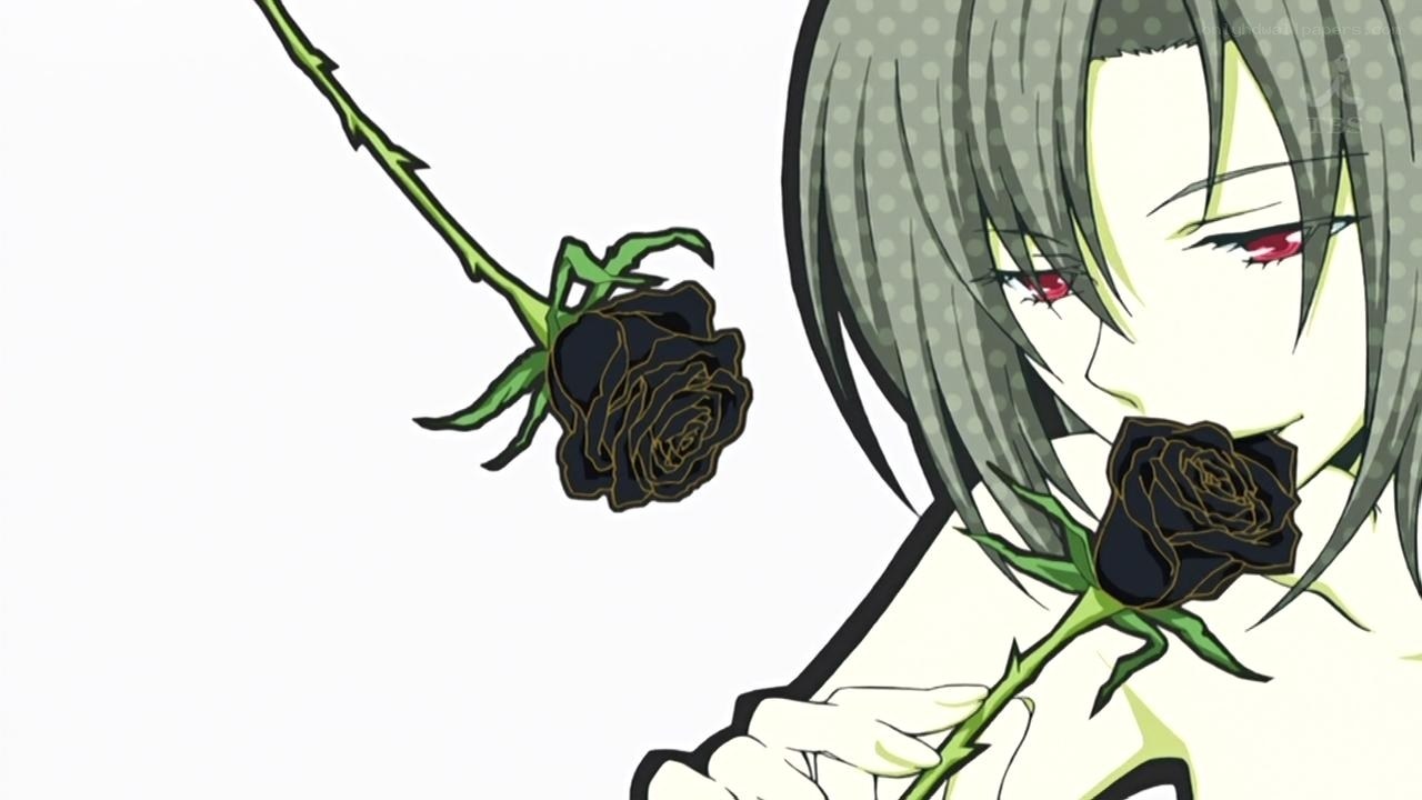 anime character with black roses