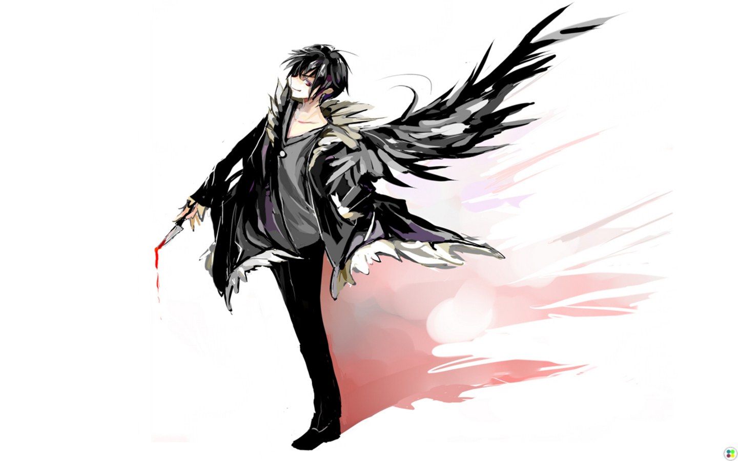 anime character with black wings