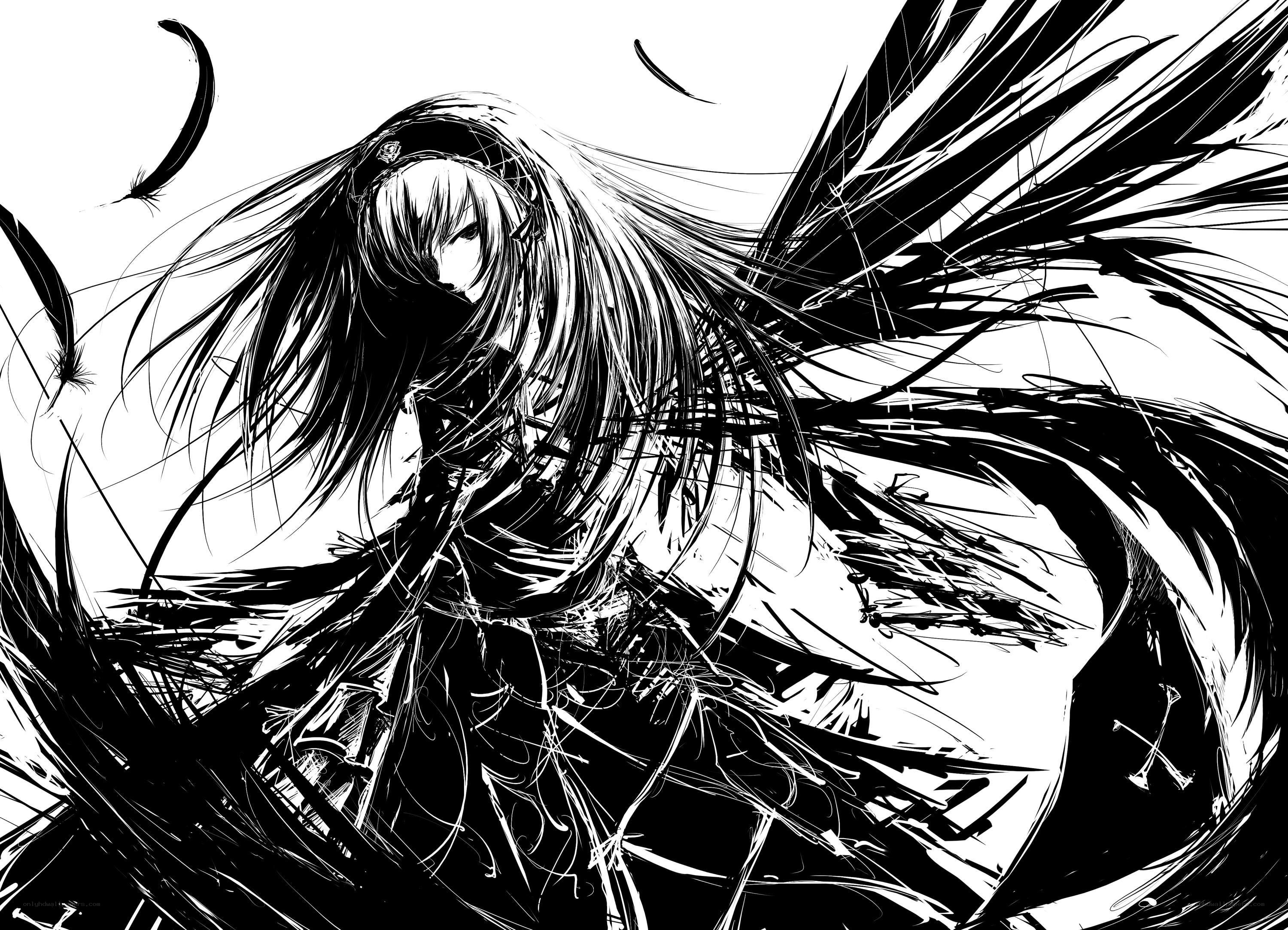 anime character with black wings