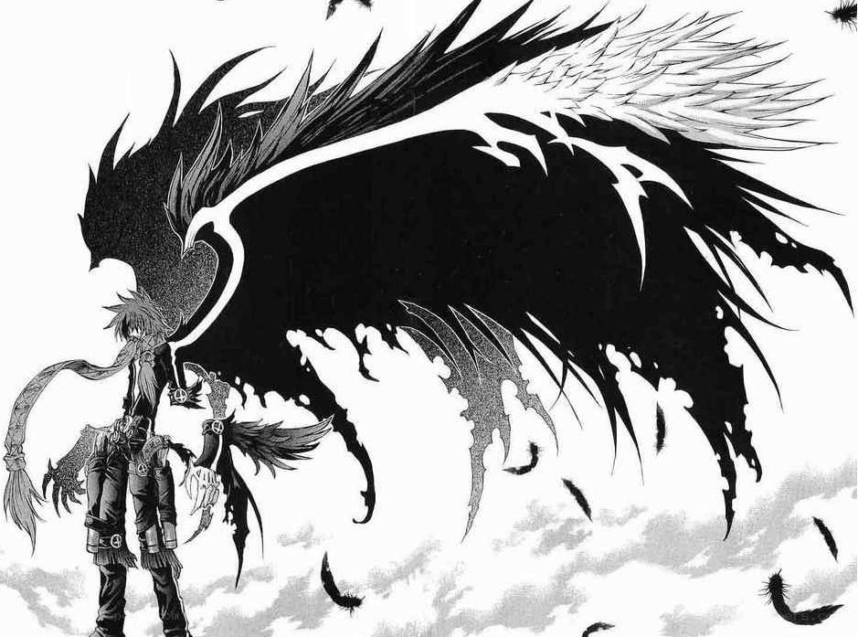 anime character with black wings