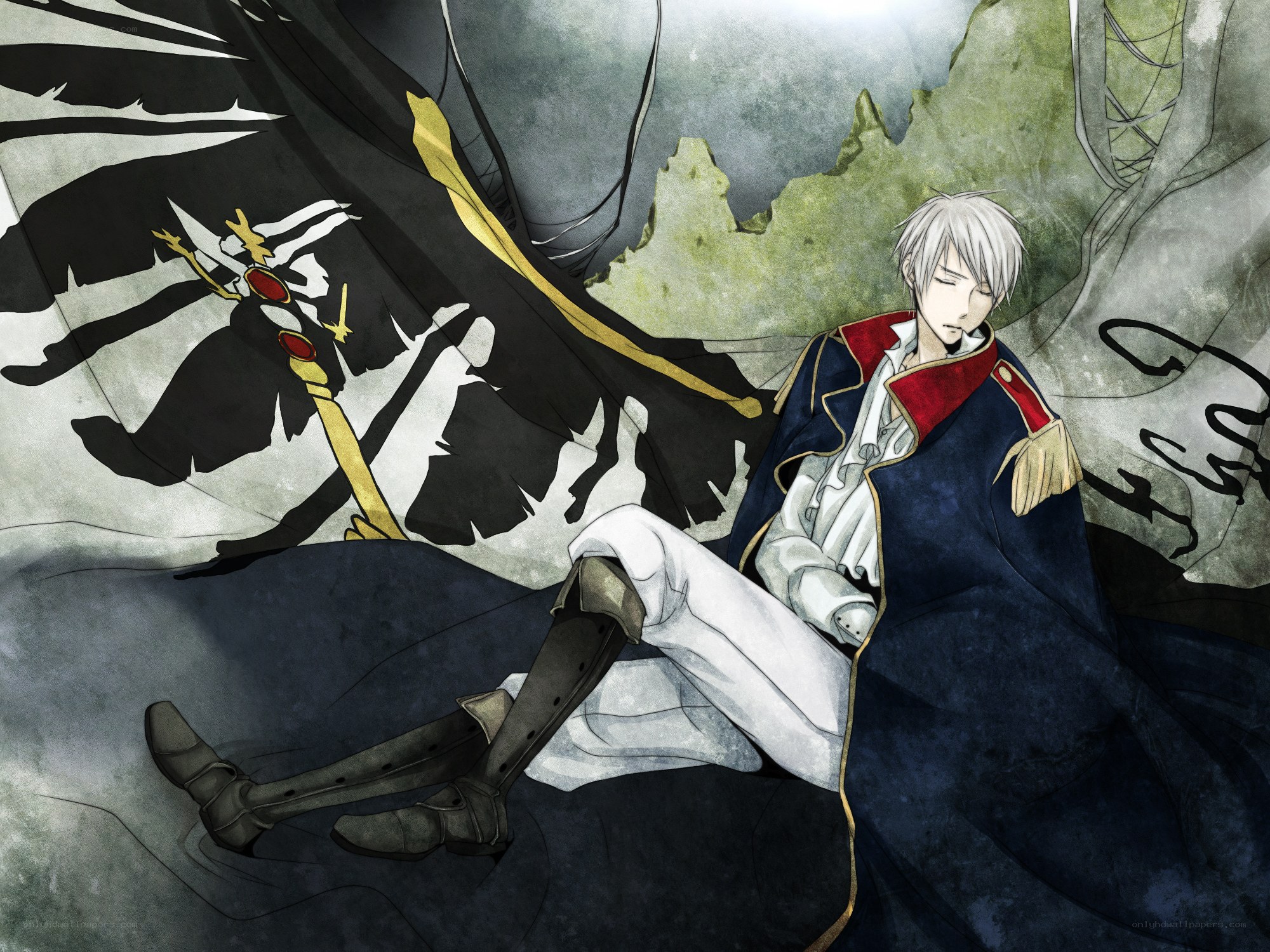 Anime character with black wings
