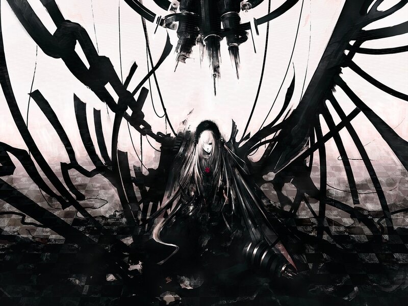 Anime Character with Black Wings — Dramatic, Dark