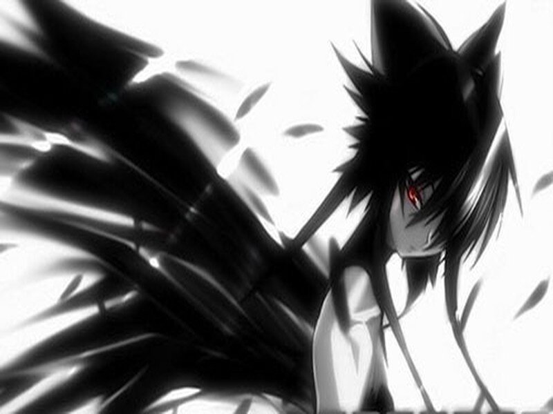 Anime Character with Black Wings — Dramatic, Manga