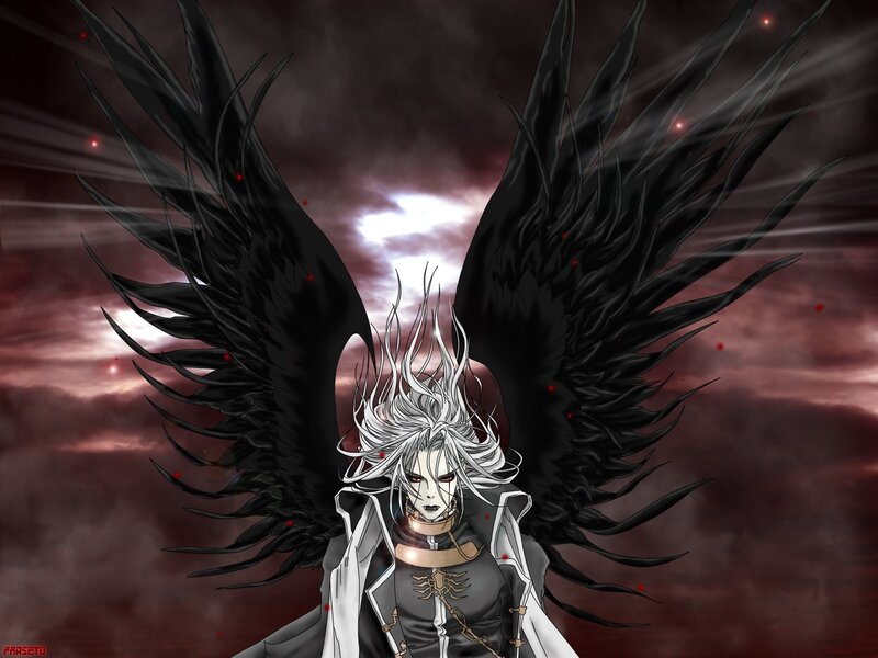 Anime Character with Black Wings — Dramatic, Night, Digital Art