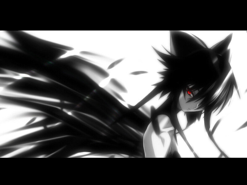 Anime Character with Black Wings — Dramatic
