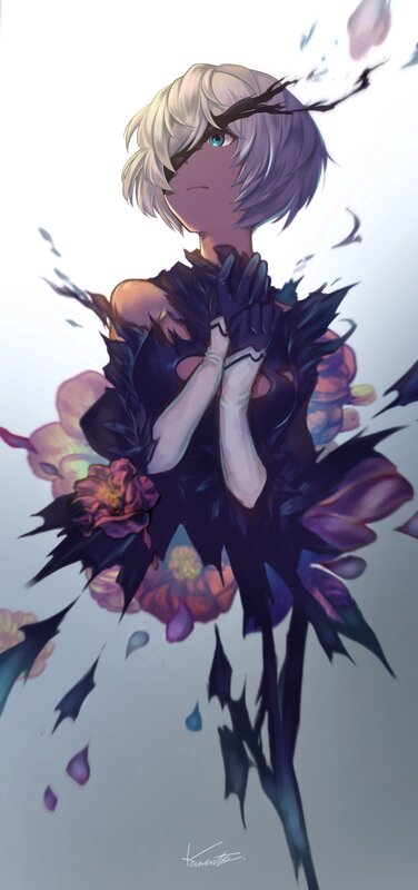 Anime Character with Black Wings — Purple, Dramatic