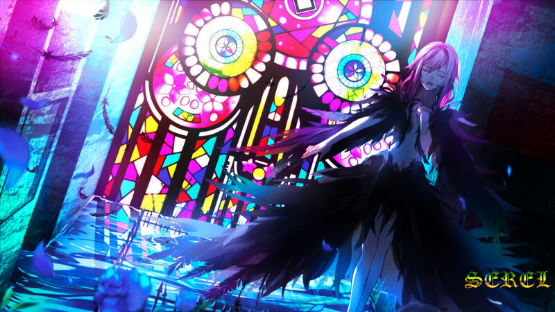 Anime Character with Black Wings — Purple
