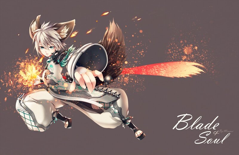 Anime character with blade and fire