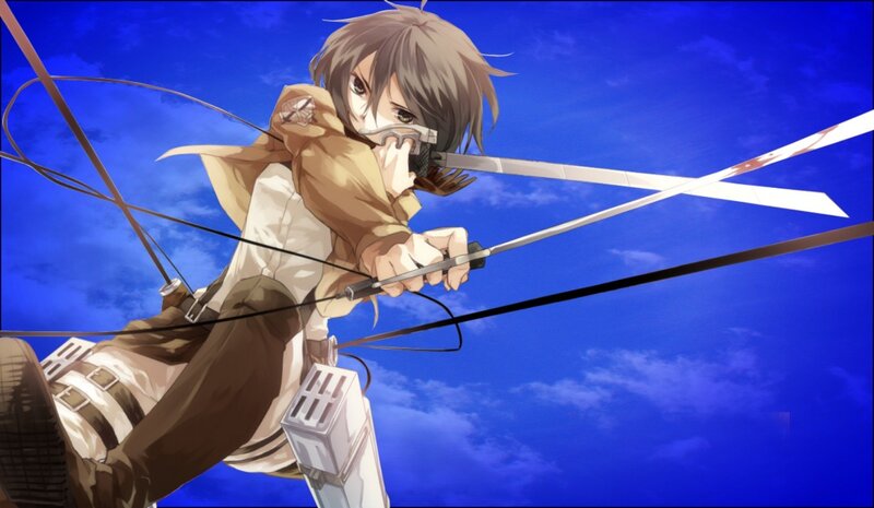 Anime Character with Blades — Blue
