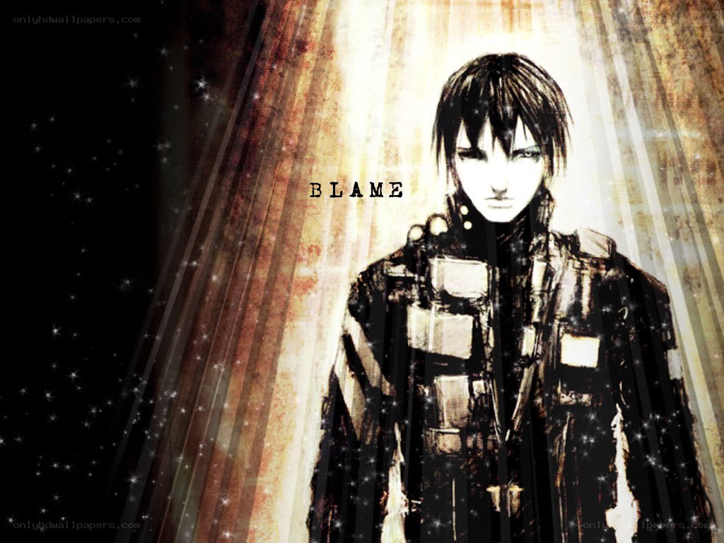 anime character with blame text