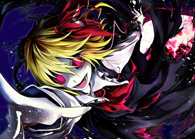 Anime Character with Blonde Hair — Black, Dramatic, Night
