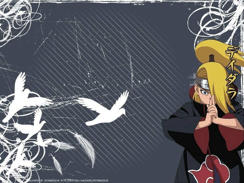 Anime Character with Blonde Hair — Black, Dramatic, White Doves